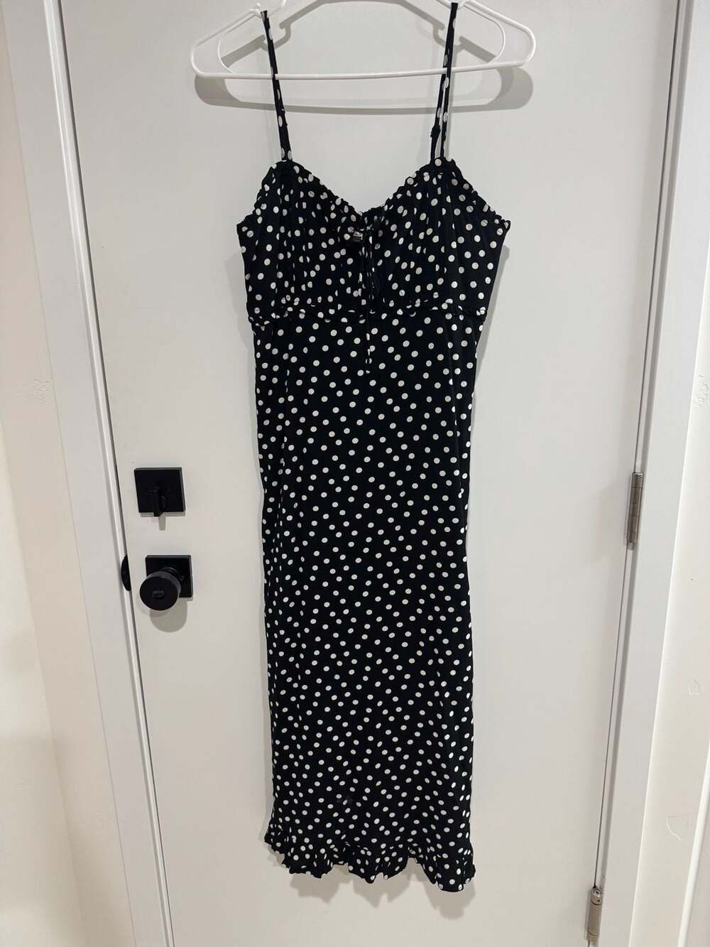 American Eagle Outfitters Black and White Polka Dot Midi Slip Dress Size Small